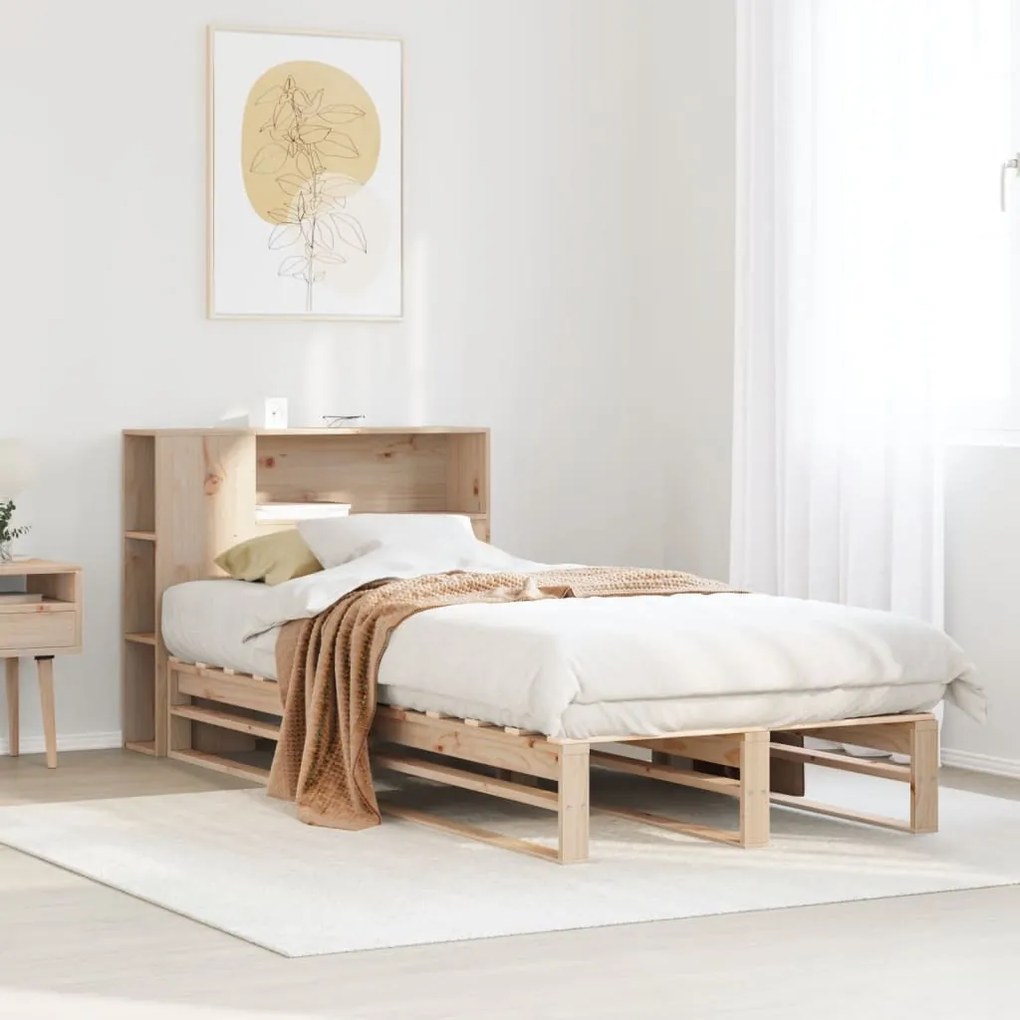 tömör fa könyvespolcos ágy matrac nélkül 90 x 190 cm