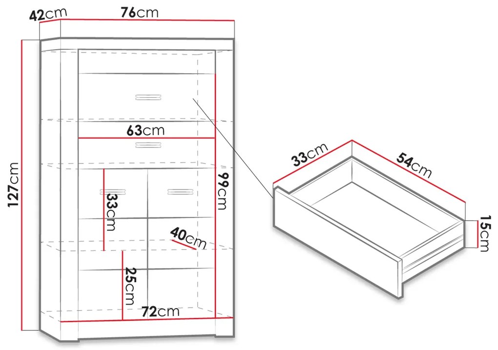 Komód Nadenas N6 (fehér craft tölgy) . 1103657