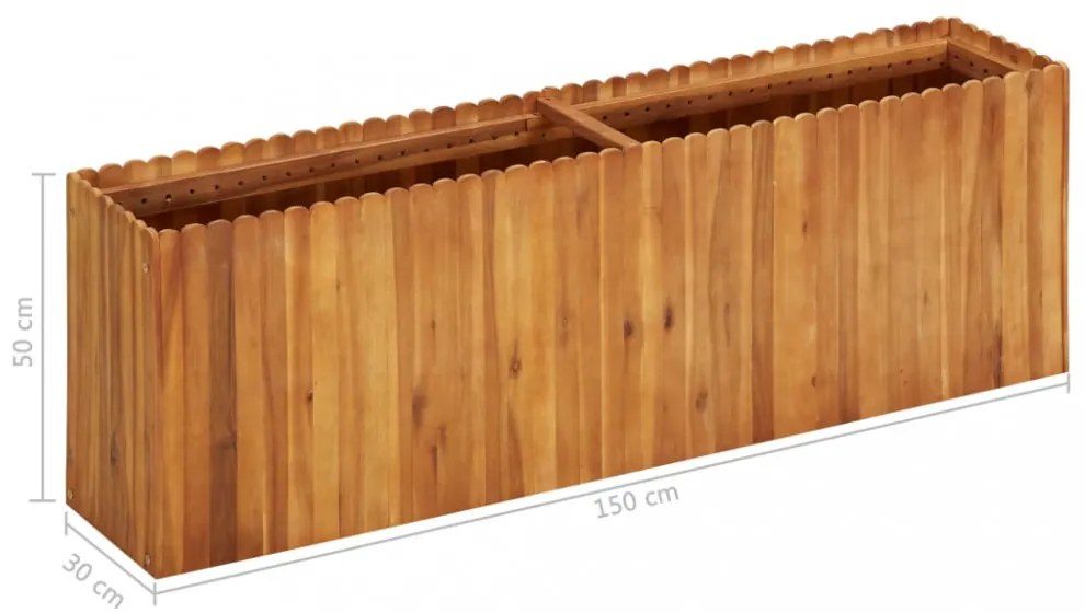 tömör akácfa kerti magaságyás 150 x 30 x 50 cm