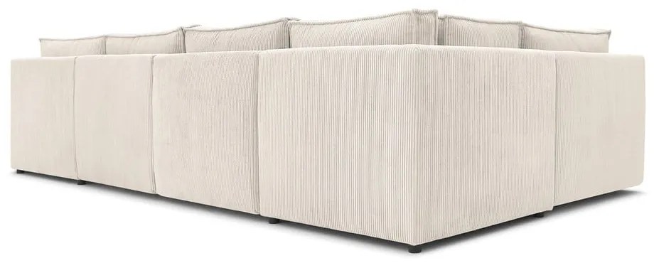 Krémszínű kordbársony sarokkanapé ("U" alakú-variálható) Nihad modular – Bobochic Paris