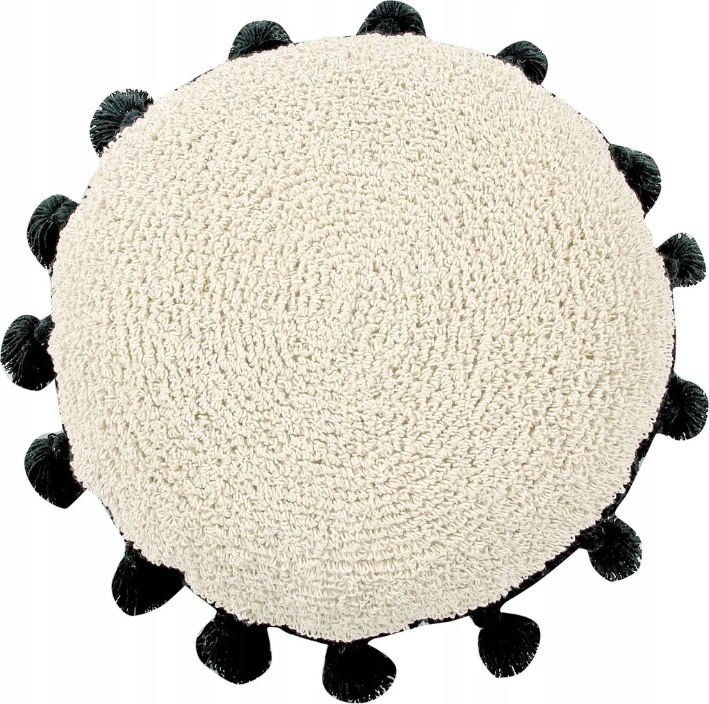 Lorena Canals Circle Black pamut párna mosható rojtokkal Ø48 cm