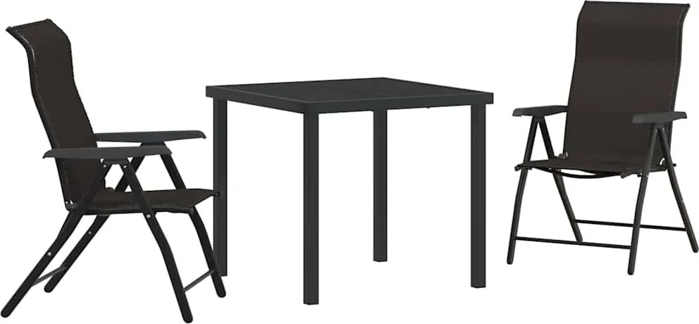 vidaXL Kert étkező szett 3 pcs Fekete Kávé Porszórt acél
