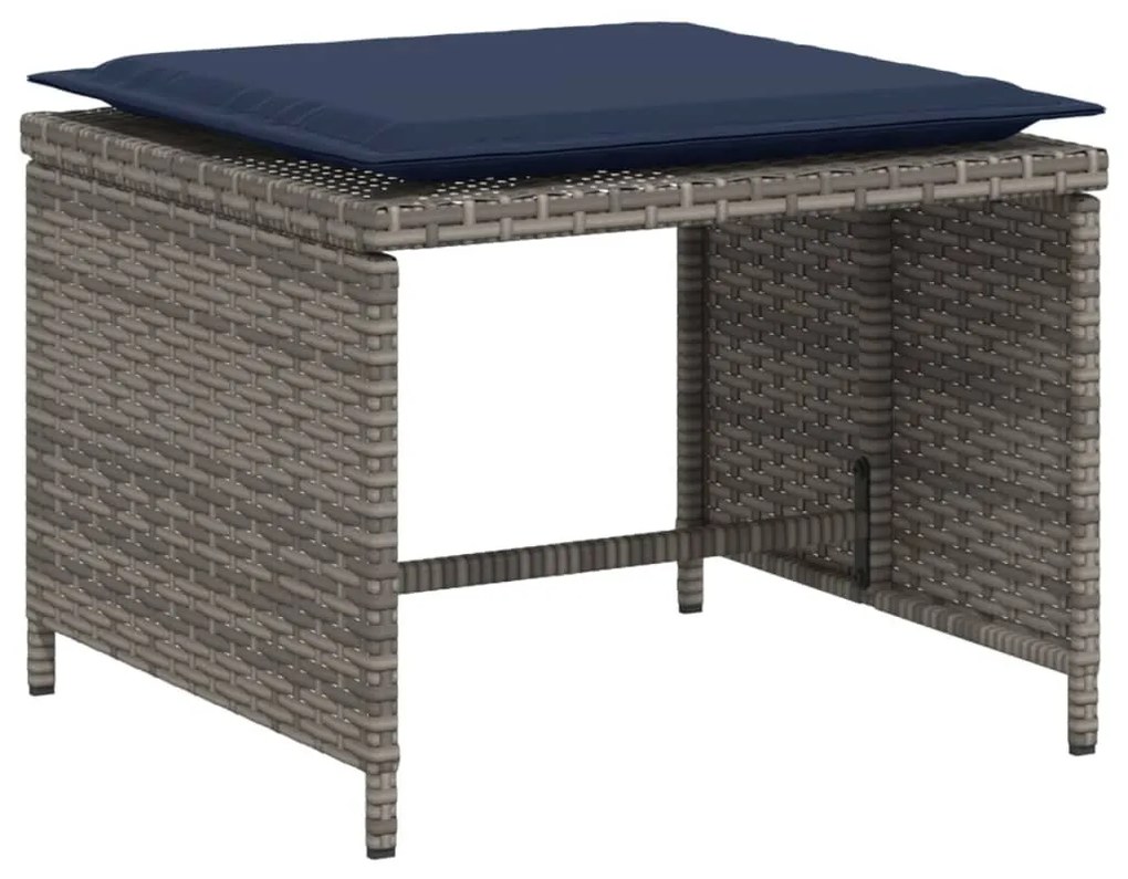 szürke polyrattan kerti szék lábtartóval
