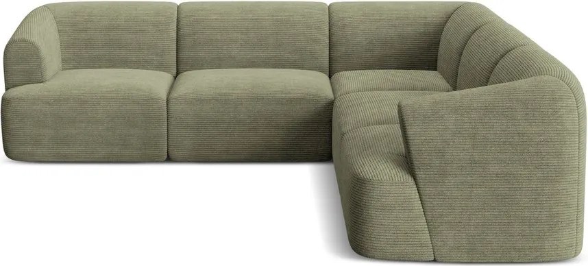 Zöld kordbársony sarokkanapé Campi – Cosmopolitan Design