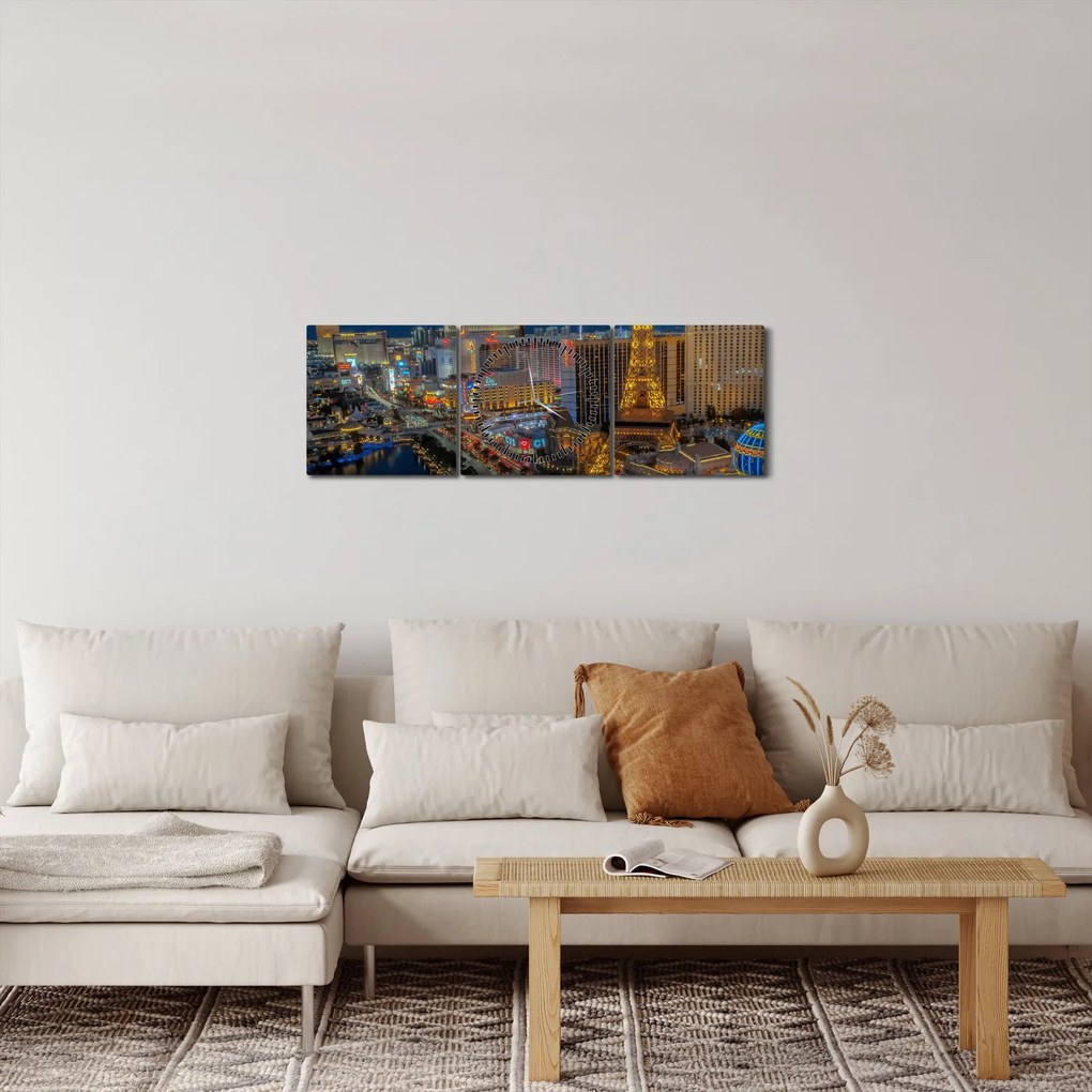 Éjszakai Las Vegas-i kép (órával) (90x30 cm)