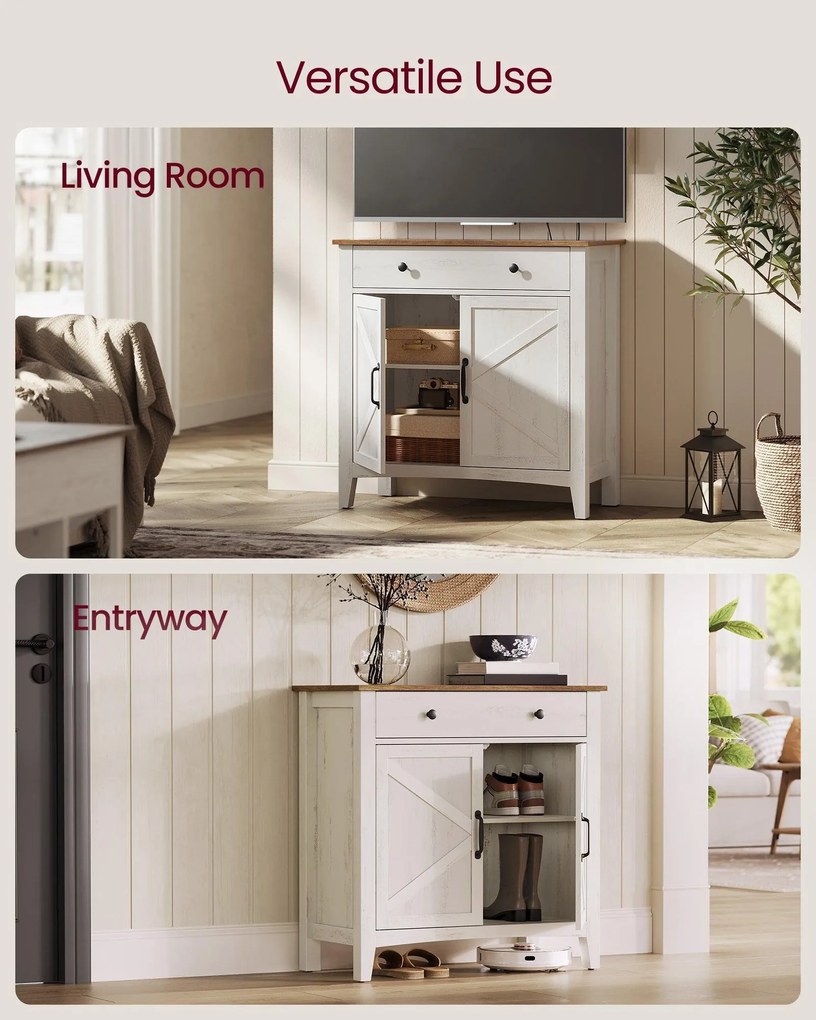 Tálalószekrény magasságban állítható polccal, 40 x 80 x 80 cm, fehér és mézbarna