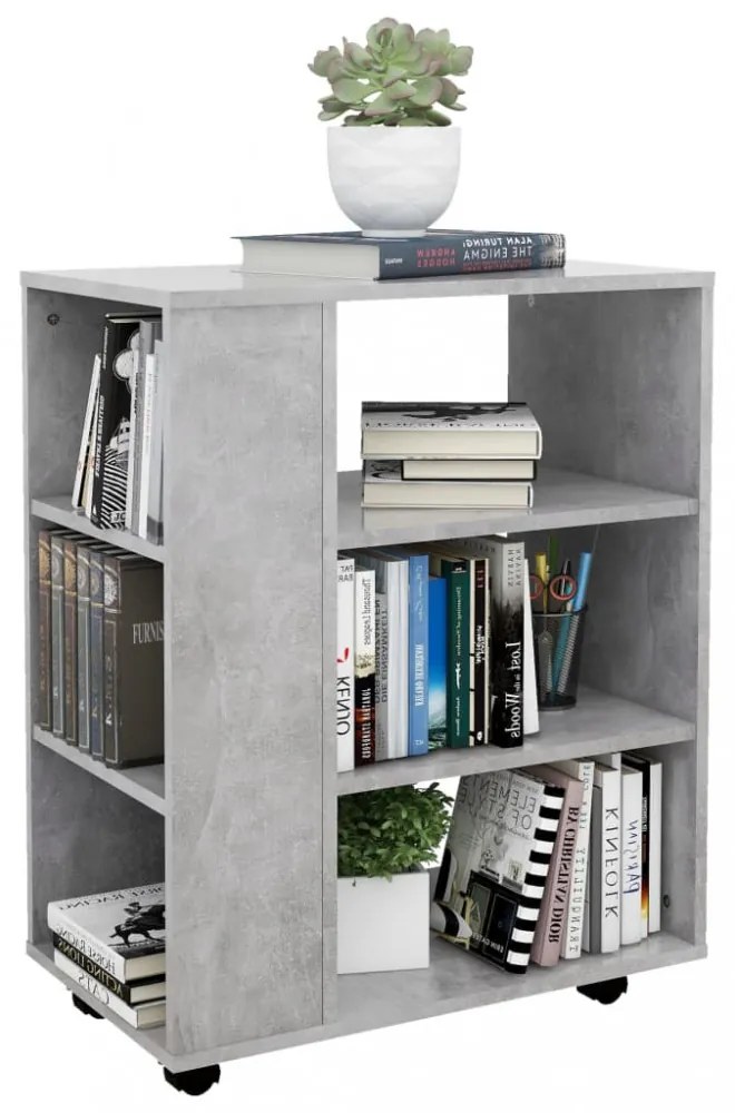 betonszürke szerelt fa kerekes szekrény 60 x 35 x 75 cm