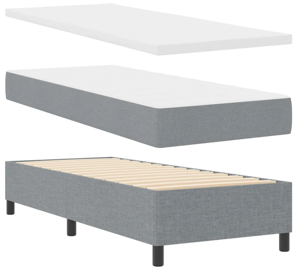 Boxspring Ágy Matraccal és LED Fénnyel Szürke 90x190 cm Szövet