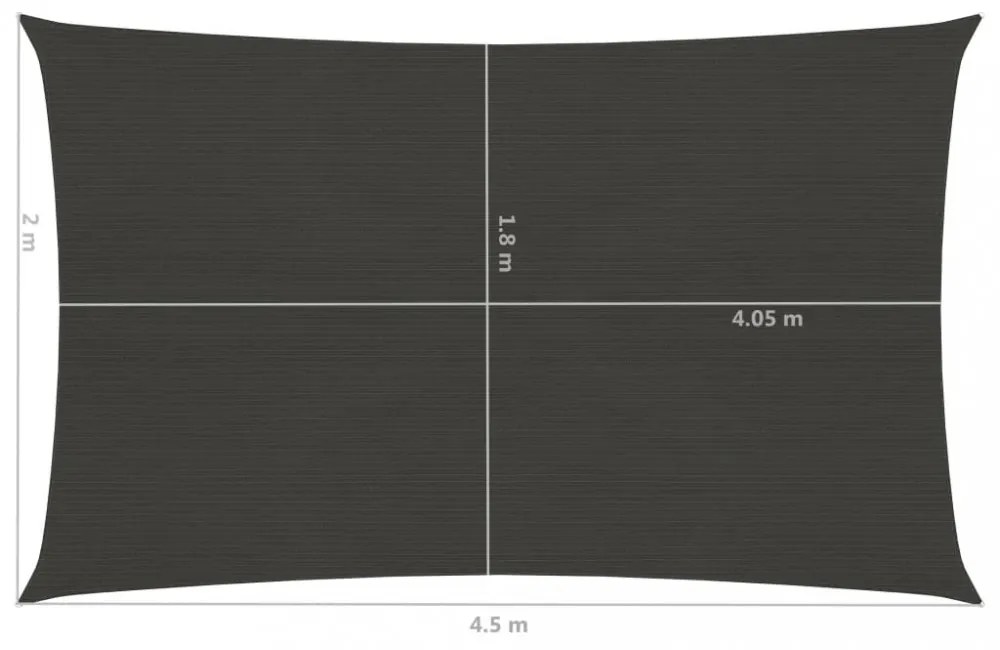 antracitszürke HDPE napvitorla 160 g/m² 2 x 4,5 m
