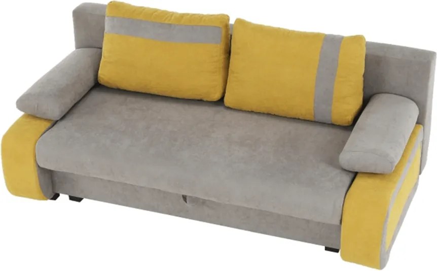 Kinyitható kanapé, szürke-barna/sárga, BOLIVIA