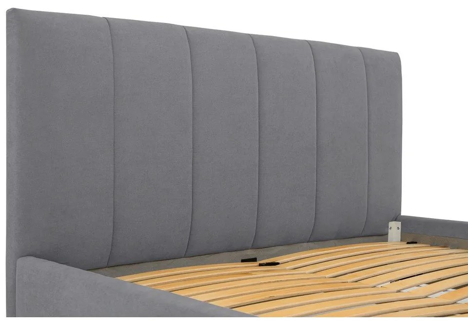 Szürke kárpitozott franciaágy ágyráccsal 180x200 cm Zee – Scandic