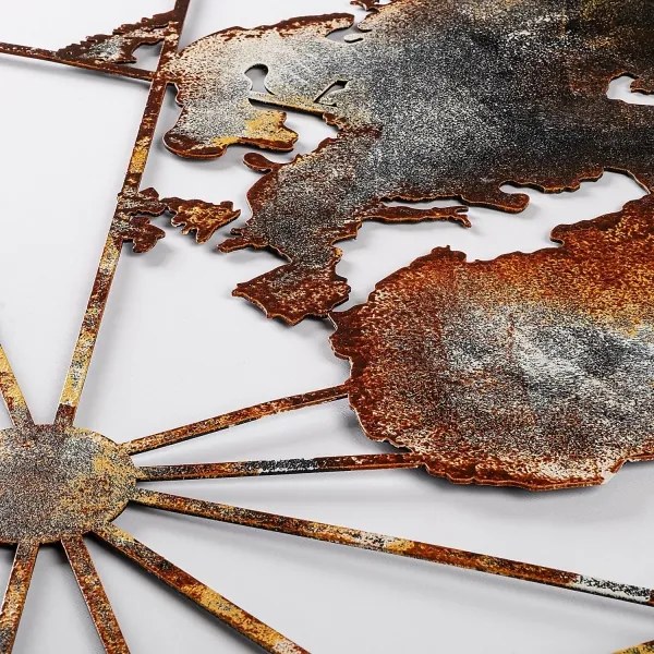 Fali dekoráció 120x60 cm világtérkép fém