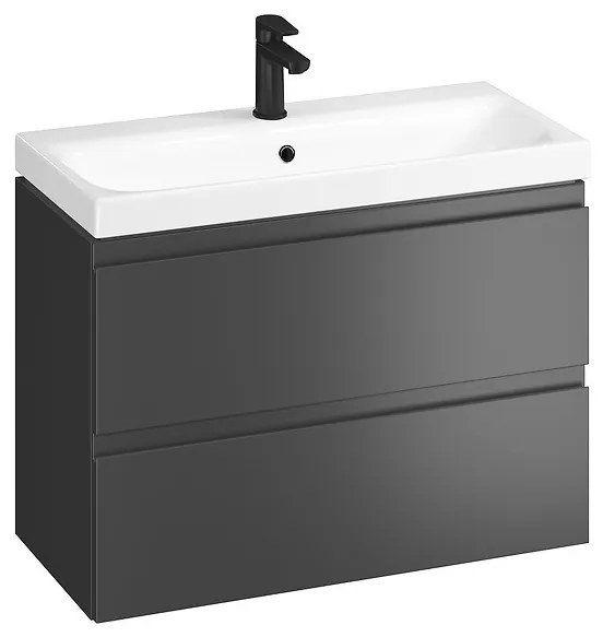 Cersanit Moduo Slim SET, akasztós szekrény 80x38x62 cm + mosogató 80 cm, antracit matt, S801-468-DSM