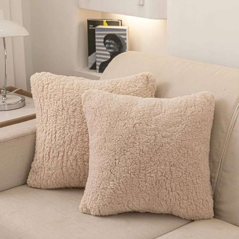 Dreamy boucle díszpárnahuzat 45x45 bárány bézs+bükk