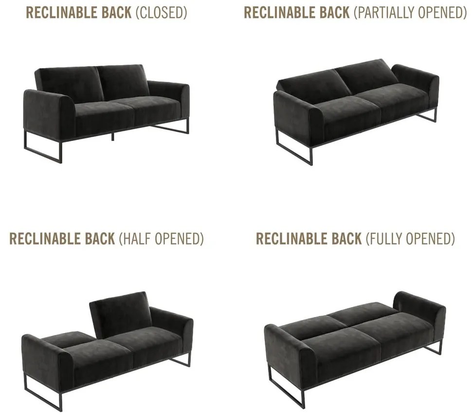 Fekete kinyitható kanapé 217 cm Adley - CosmoLiving by Cosmopolitan