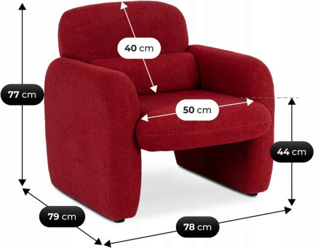 Pihenőfotel bordó színben, bouclé kárpittal TOGO