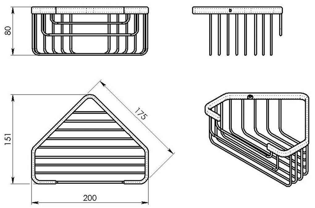 GEDY 2483 Smart sarok polc zuhanyzóba, 20 x 8 x15,1 cm, ezüst