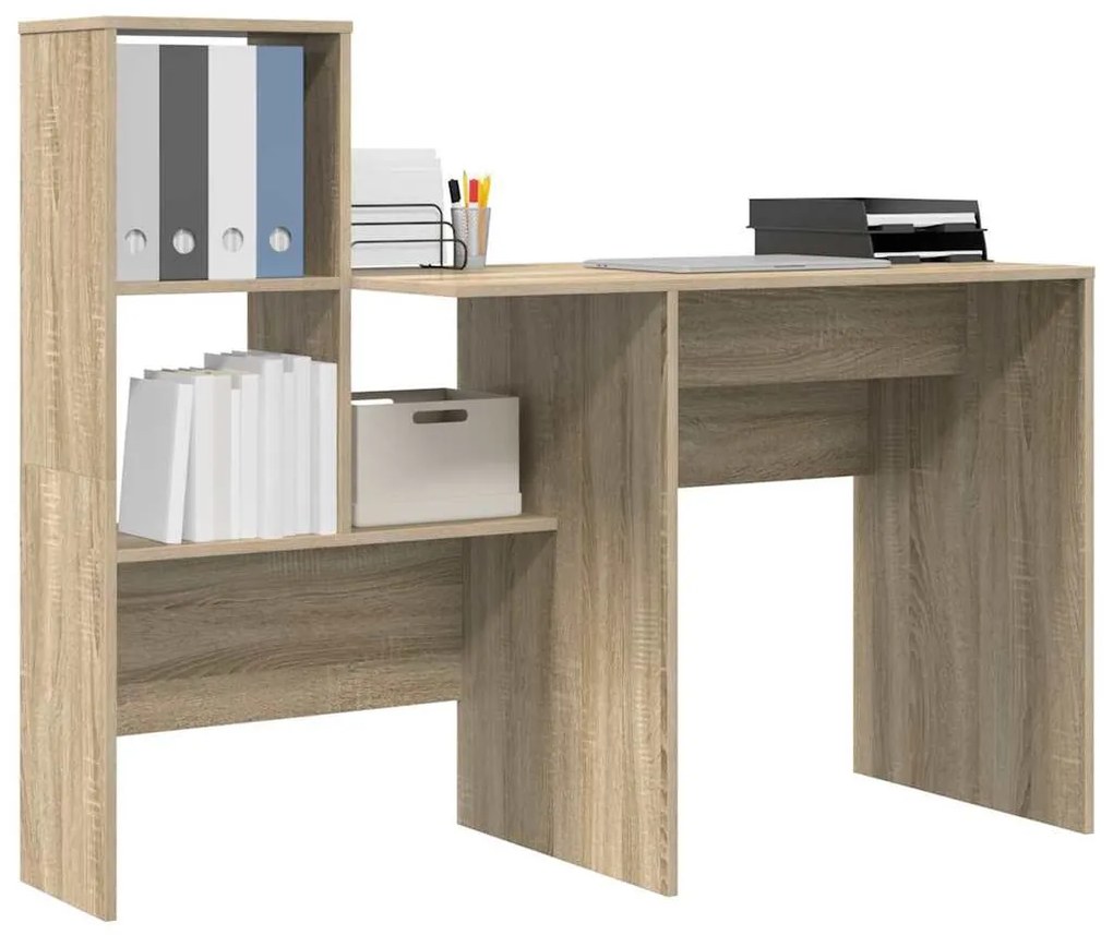 Asztal polcokkal sonoma tölgy 131.5 x 50 x 106.5 cm Faanyag
