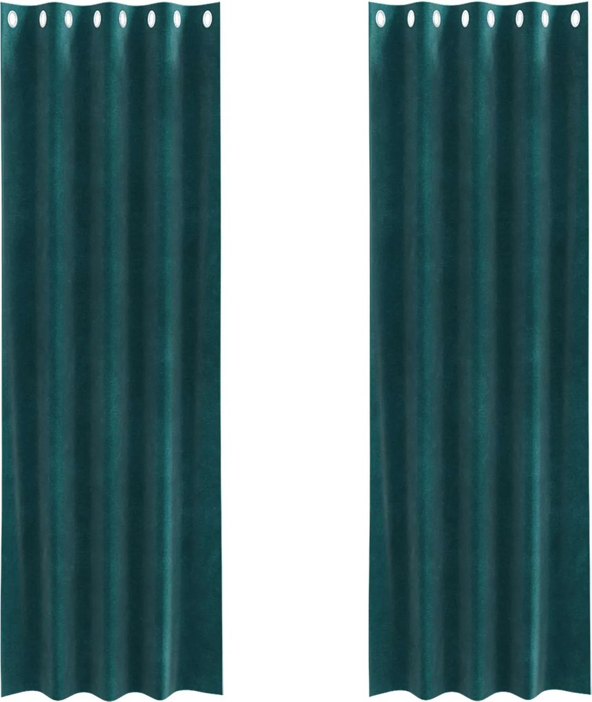 vidaXL Sötétítő függönyök 2 pcs Sötétzöld 140 x 245 cm Bársony