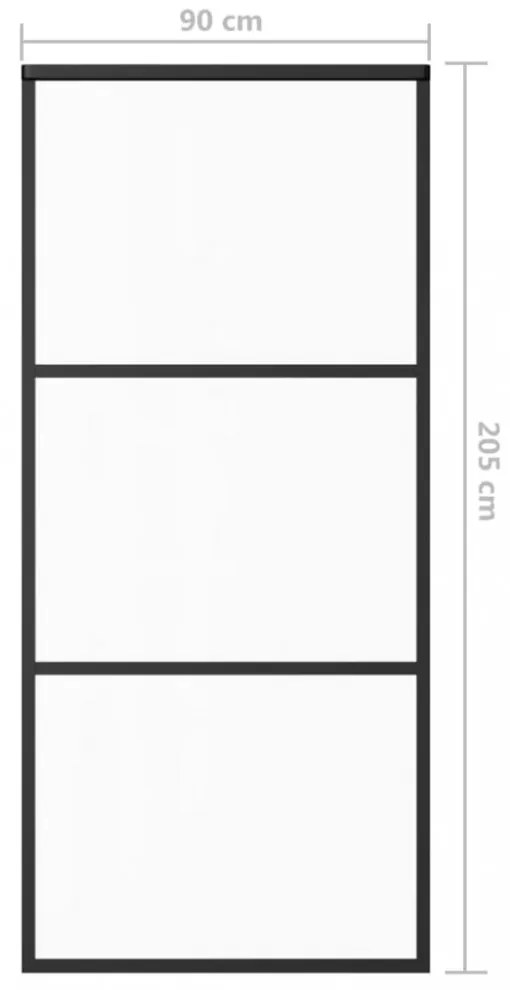 fekete ESG üveg és alumínium tolóajtó 90 x 205 cm