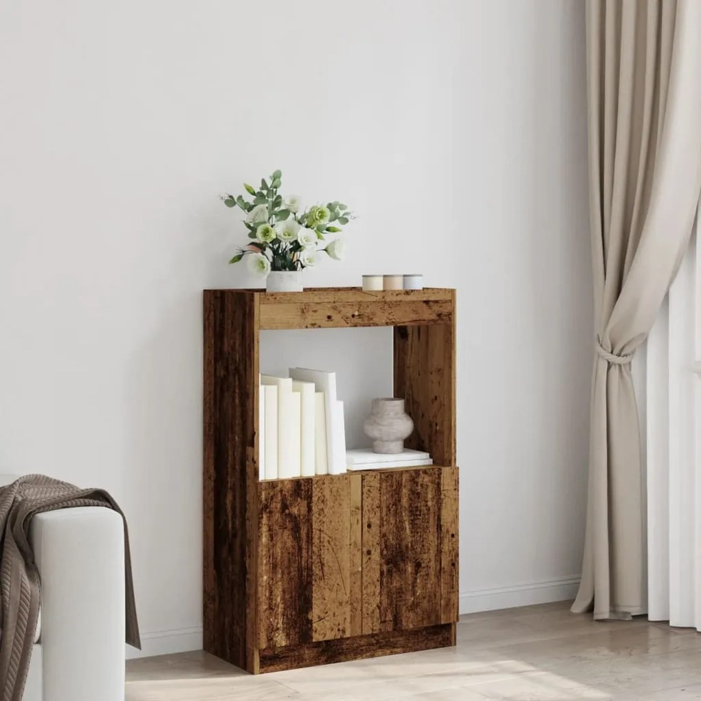 antik fa színű szerelt fa magasszekrény 63 x 33 x 100 cm