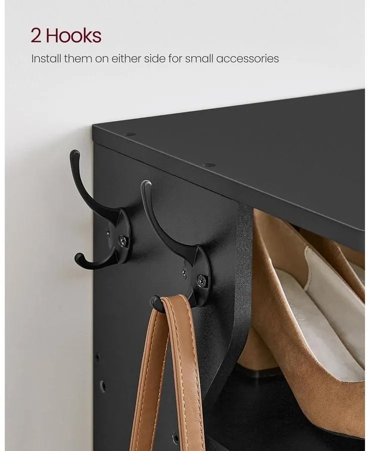 Vékony cipőtartó, keskeny cipőtároló rendszer, 6 szintes, fekete