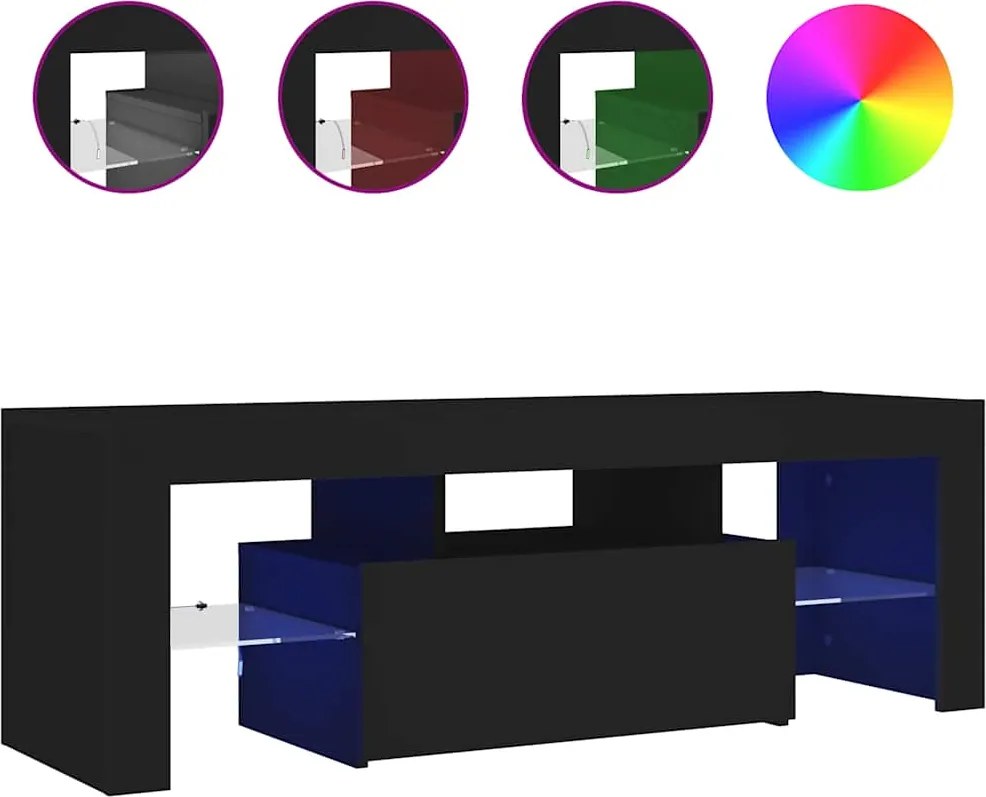 vidaXL fekete TV-szekrény LED-világítással 120 x 35 x 40 cm