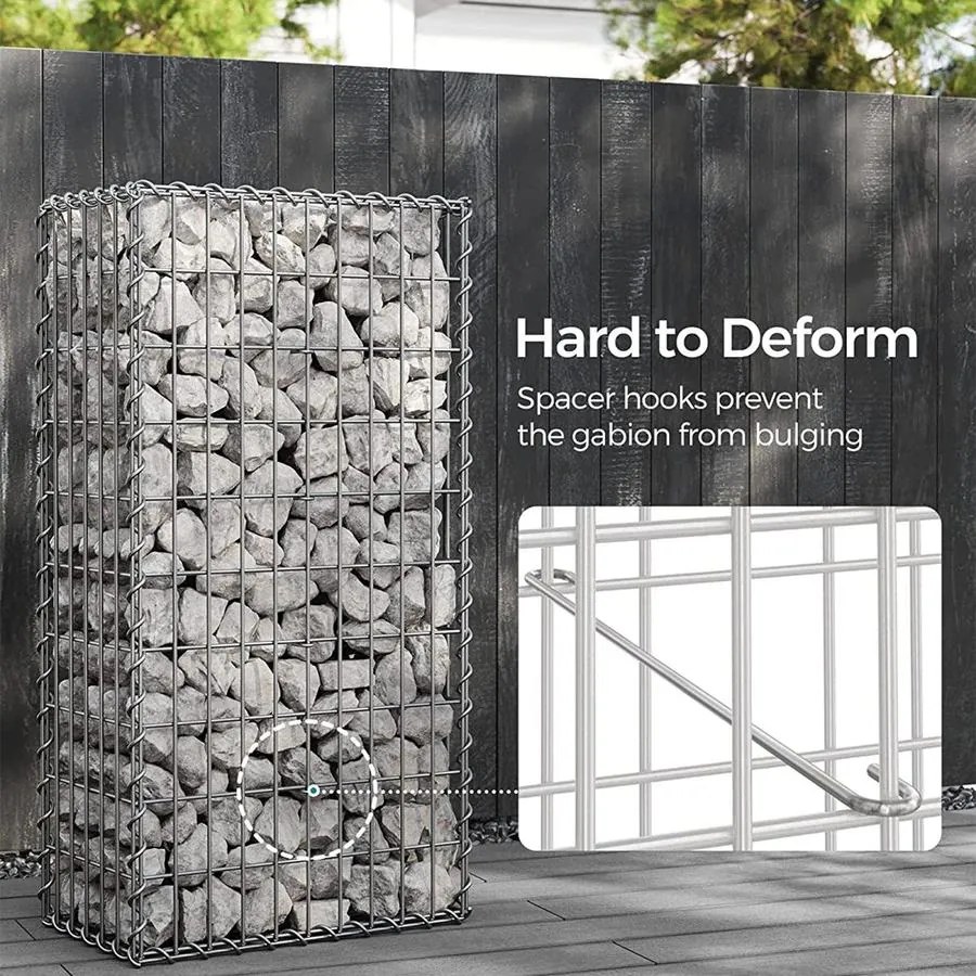 Gabion kosár, horganyzott fém gabion kőkosár, 100×50×30 cm, 5×10 cm-es hálóval
