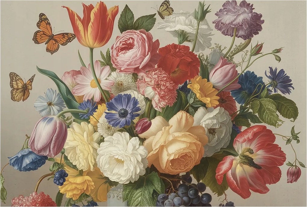 Fotótapéta Flizelin Dekoratív Hálószoba Virágok és pillangók 104x70