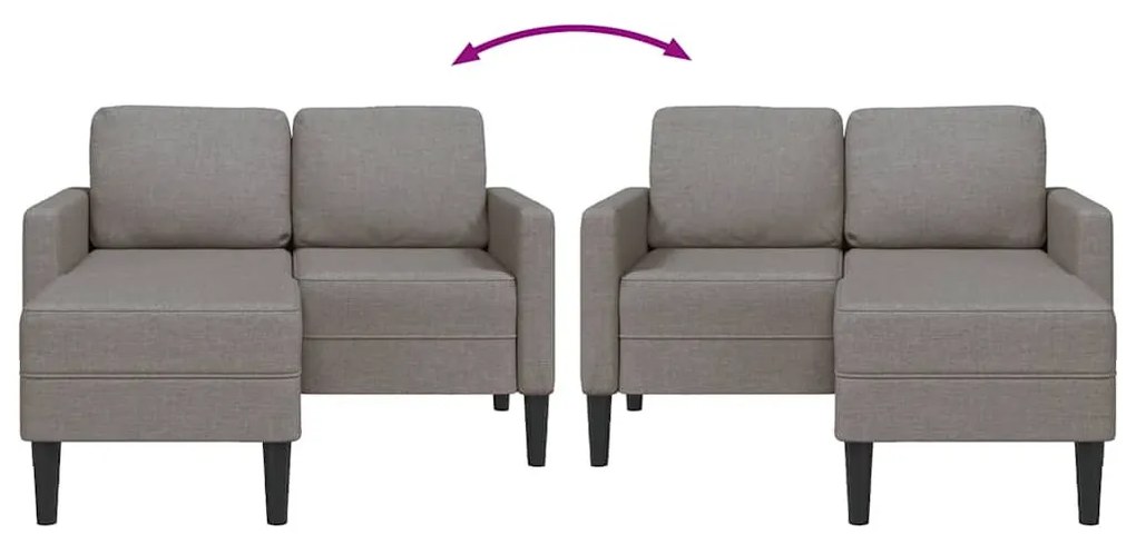 tópszínű anyagból 2 üléses kanapé L-alakú kanapéval 125 cm
