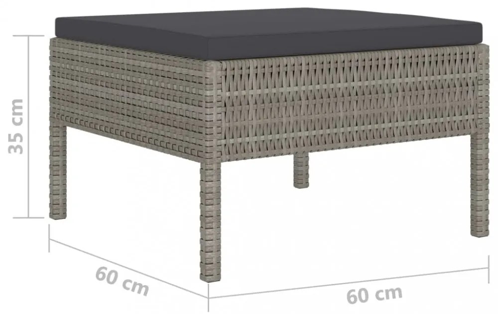 10 részes szürke polyrattan kerti bútorszett párnákkal