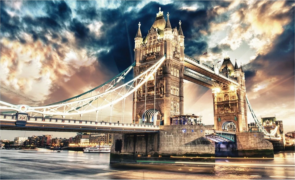 Tower Bridge tapéta éjszaka London építészet városkép 208x146 +ragasztó