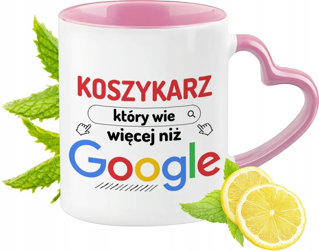 Kosárlabdázó bögre Rózsaszín, szív alakú füllel Kávé ajándék