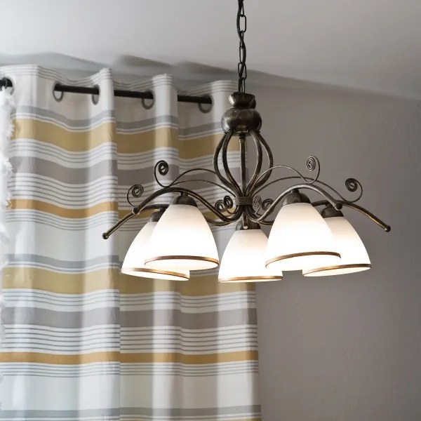 Láncos csillár RETRO II 5xE27/60W/230V fekete patina