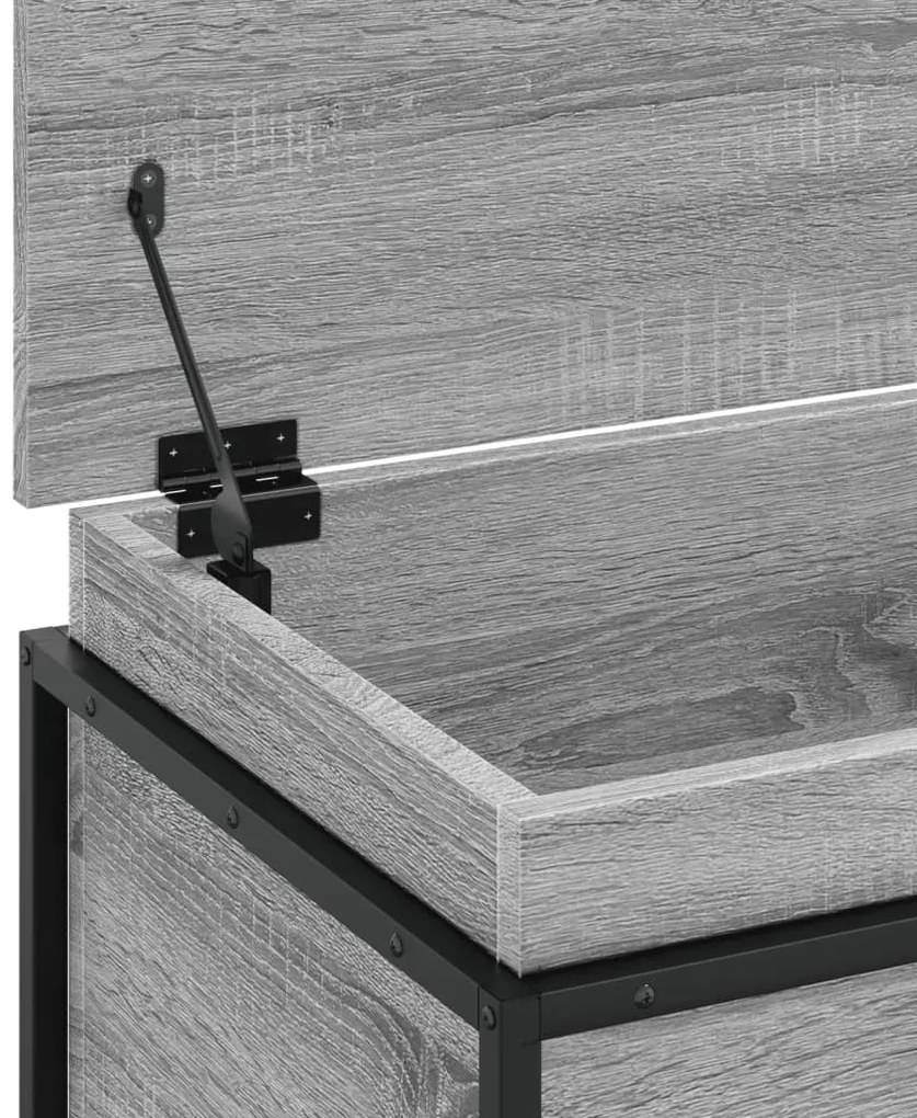 szürke sonoma szerelt fa tárolóláda fedéllel 100x40x51,5 cm