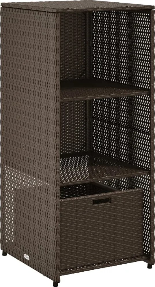 vidaXL barna polyrattan kerti tárolószekrény 50 x 55 x 115 cm