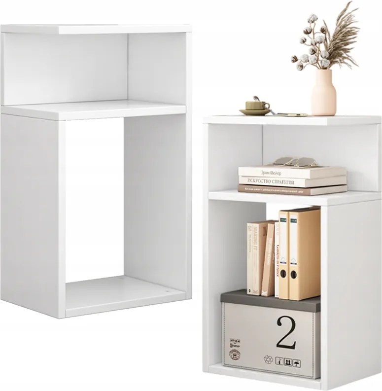 Éjjeliszekrény Loft Dohányzóasztal Fehér Hálószoba Nappali Modern 50 CM