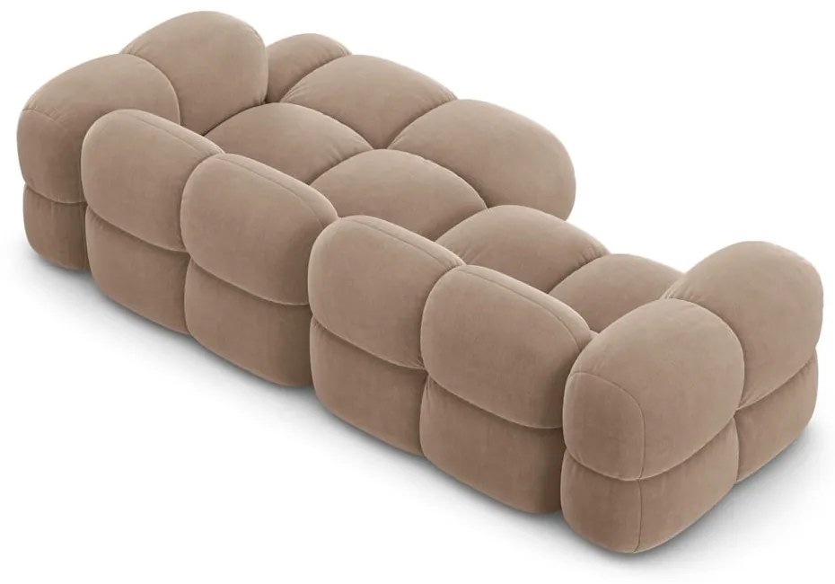 Barna bársony sarokkanapé (jobb oldali-heverő résszel) Loretto – Cosmopolitan Design