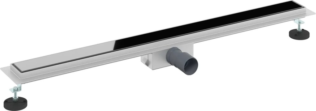 vidaXL Zuhanylefolyó üvegfedéllel Fekete 90 cm Rozsdamentes acél 304