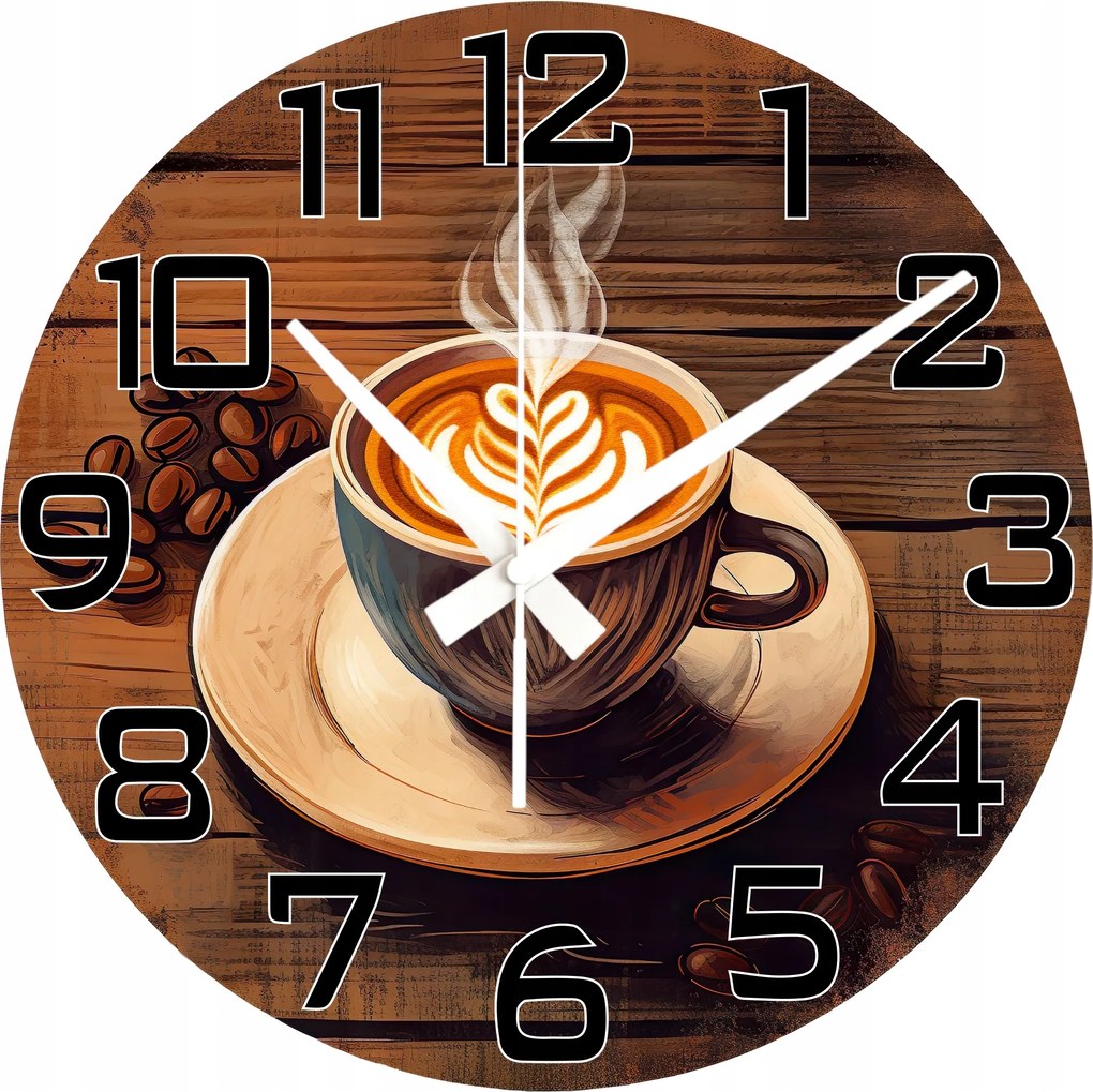 Dekoratív óra Kávé Deszka Vintage Look Gyönyörű Ajándék Nagy Óra 45 cm