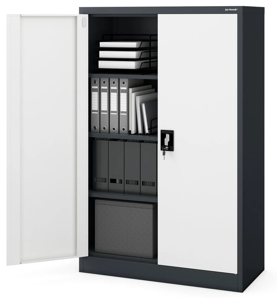 Fém iratszekrény KEVIN, 900 x 1400 x 400 mm, antracit-fehér