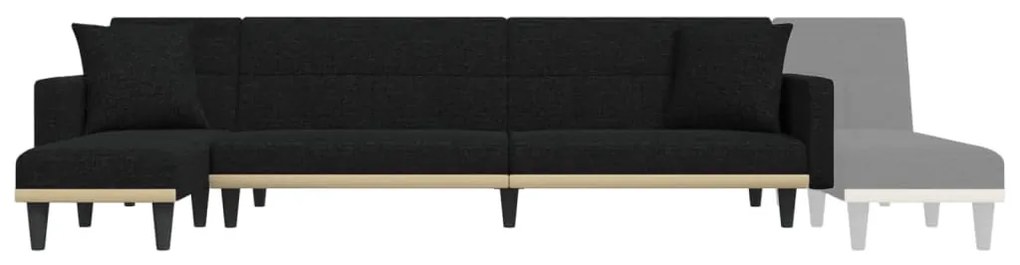 fekete L-alakú szövet kanapéágy 275x140x70 cm