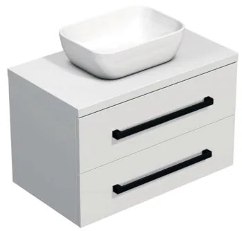 Fürdőszobaszekrény fekete fogantyúval SAT Cube Way 80x47,5x46 cm fehér fényes CUBE46C803BI45