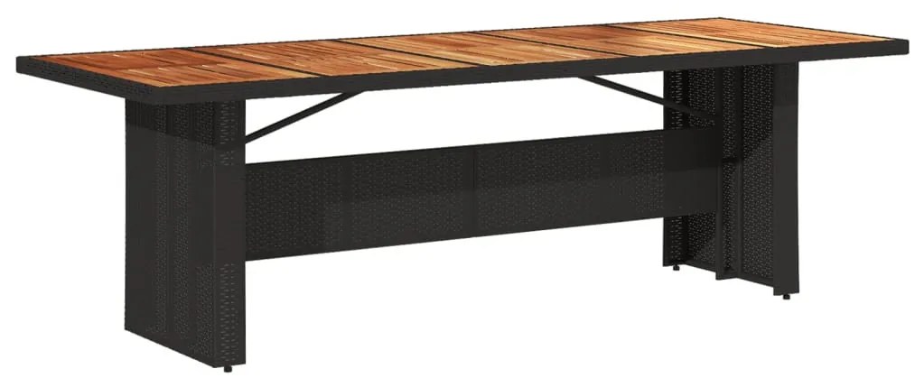 11 részes fekete polyrattan kerti bisztrógarnitúra párnákkal