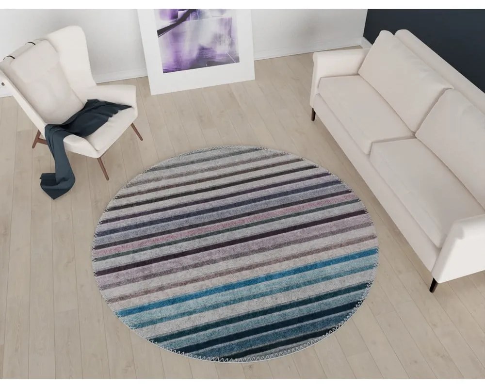 Kék-szürke mosható kerek szőnyeg ø 80 cm – Vitaus