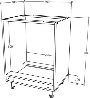 Benita Beépíthető konyhaszekrény Sonoma Tölgy-Fehér 60x50x80 cm
