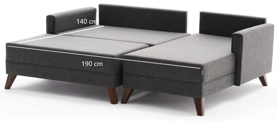 Bella Mini Right Anthracite kinyitható sarokkanapé