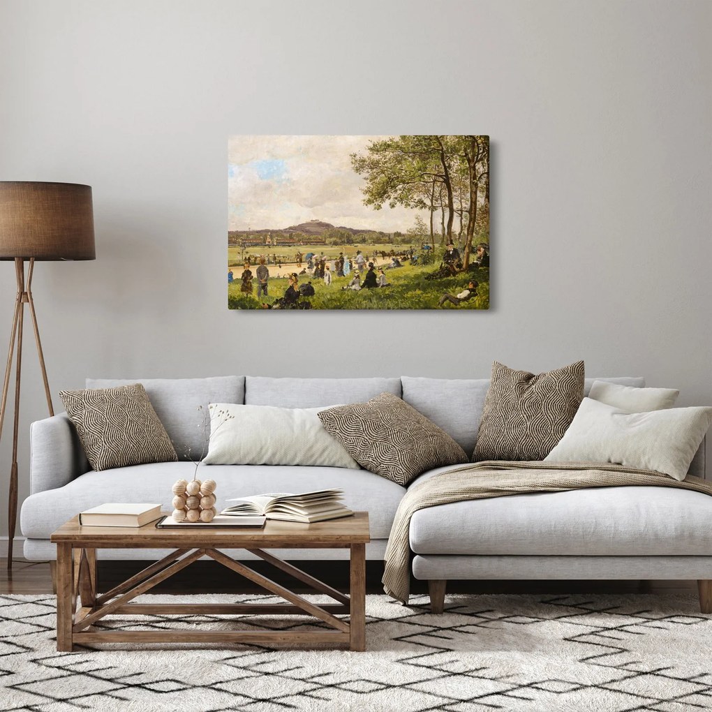 Kép - French 19th Century, Race Course at Longchamps, reprodukciók (90x60 cm)