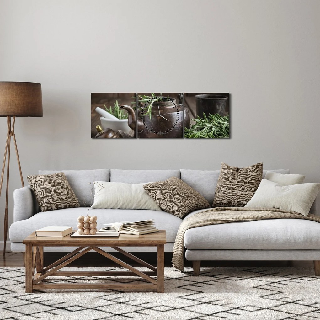 Kép - Teáskanna rozmaringgal (órával) (90x30 cm)