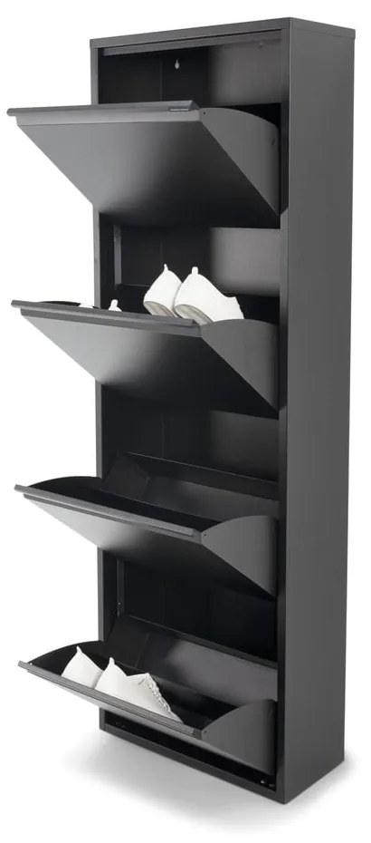 Fekete fém billenő ajtós cipőtartó 50x150x22 cm Billy – Spinder Design